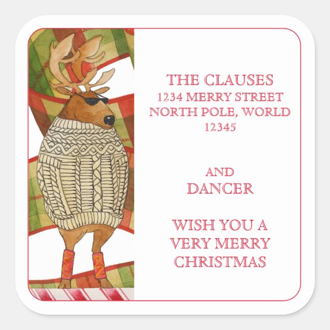 DANCER REINDEER Large Address Envelope Seals (Front)