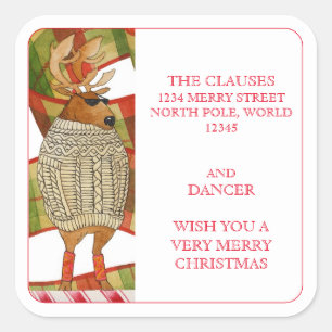 DANCER REINDEER Large Address Envelope Seals