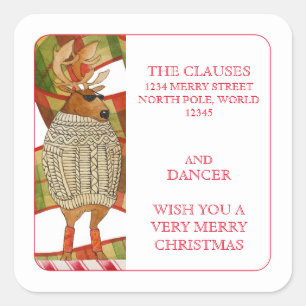 DANCER REINDEER Small Address Envelope Seals