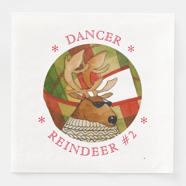 DANCER REINDEER Standard Dinner Paper Napkins (Front)