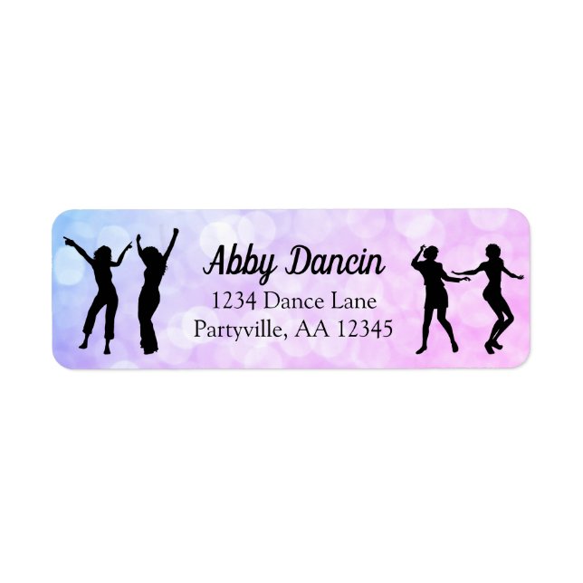 Dancer Silhouette Dance Birthday Party Address Return Address Label (Front)
