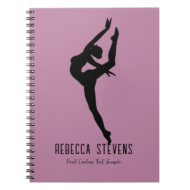 Dancer Silhouette in Black on Muted Purple Notebook (Front)