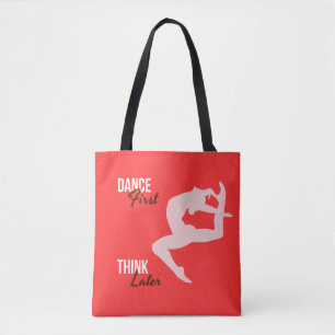 Dancer Silhouette & Quote on Vermillion Background Tote Bag