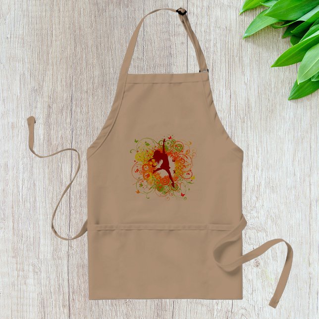 Dancer Silhouette with Floral Swirls Standard Apron (Creator Uploaded)