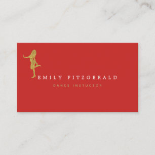 Dancer/Studio/Minimalist Red/Gold silhouette Business Card