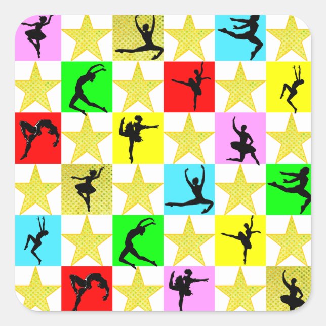 DANCER SUPER STAR CHRISTMAS DESIGN SQUARE STICKER (Front)