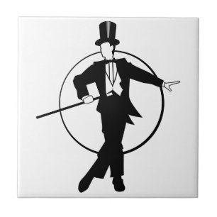 Dancer Tuxedo Top Hat Cane 20's art deco Ceramic Tile