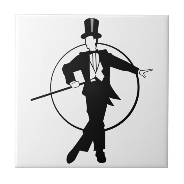 Dancer Tuxedo Top Hat Cane 20's art deco Ceramic Tile (Front)
