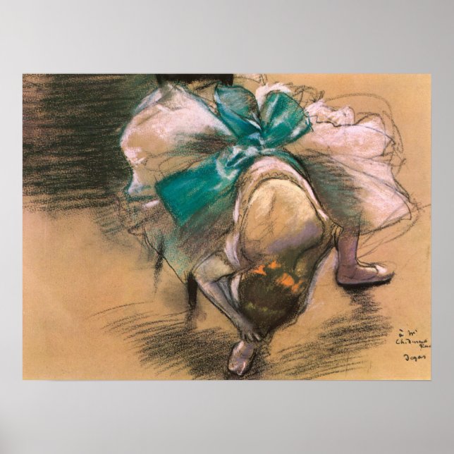 Dancer Tying Her Ribbons by Edgar Degas Poster (Front)