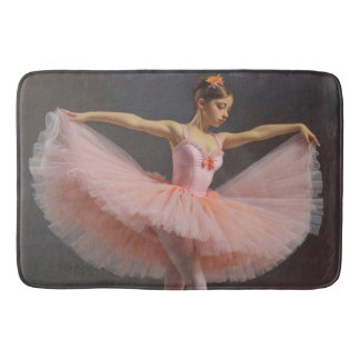 Dancer unfurling her tutu bath mat