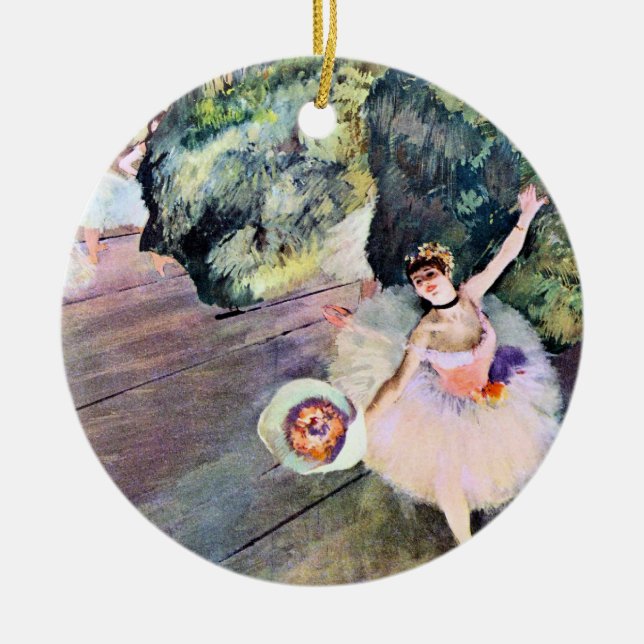 Dancer with a Bouquet of Flowers by Edgar Degas Ceramic Ornament (Front)