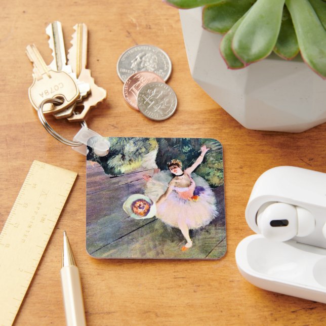 Dancer with a Bouquet of Flowers by Edgar Degas Key Ring (Desk)