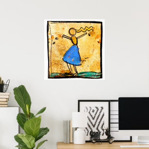 Dancer with blue skirt painting by Egon Schiele Poster