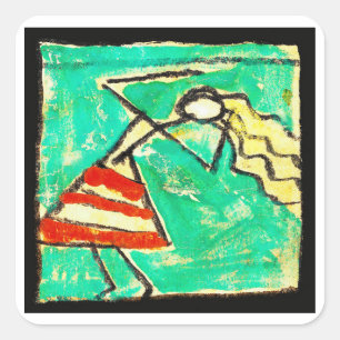 Dancer with blue skirt painting by Egon Schiele Square Sticker
