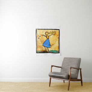 Dancer with blue skirt painting by Egon Schiele Tapestry