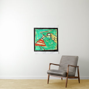 Dancer with blue skirt painting by Egon Schiele Tapestry