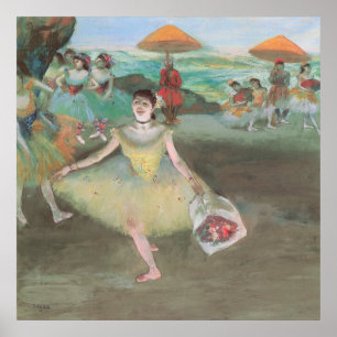 Dancer with Bouquet, Curtsying by Edgar Degas Poster