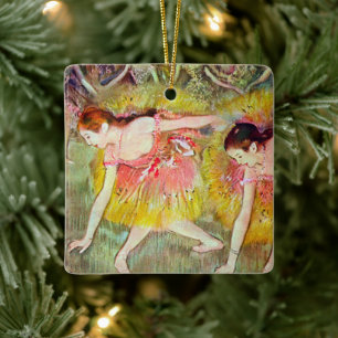 Dancers Bending Down by Edgar Degas, Ballet Art Ceramic Ornament