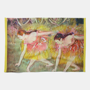 Dancers Bending Down by Edgar Degas, Ballet Art Tea Towel