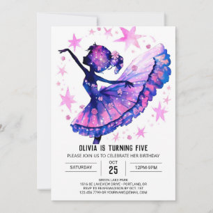 Dancer's Digital Ballerina Birthday Invitation