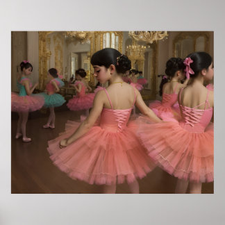 Dancers in a large rococo-style room poster
