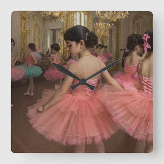 Dancers in a large rococo-style room square wall clock