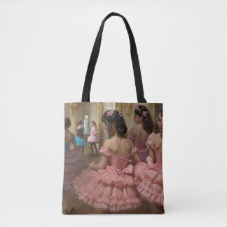 Dancers in a large rococo-style room tote bag
