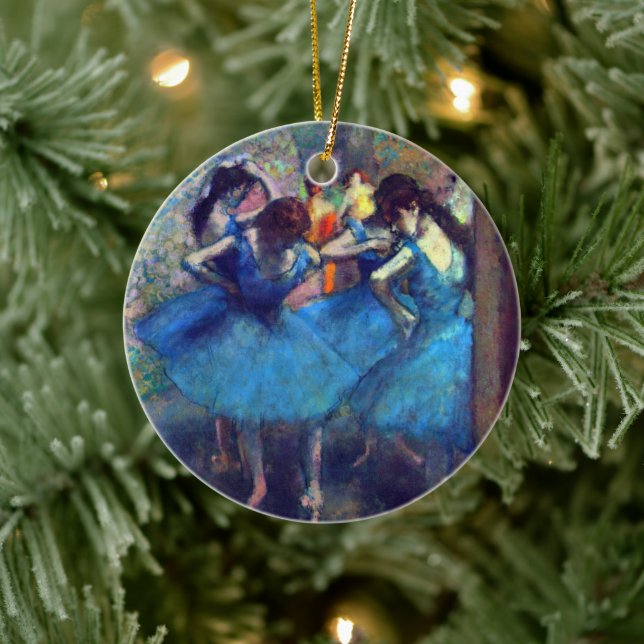 Dancers in Blue by Edgar Degas, Vintage Ballet Art Ceramic Ornament (Tree)