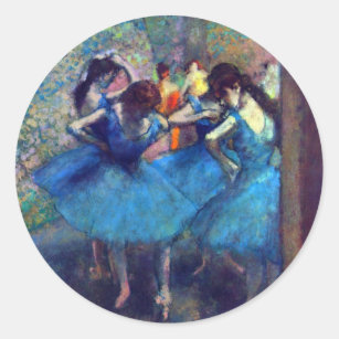 Dancers in Blue by Edgar Degas, Vintage Ballet Art Classic Round Sticker