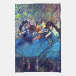 Dancers in Blue by Edgar Degas, Vintage Ballet Art Tea Towel