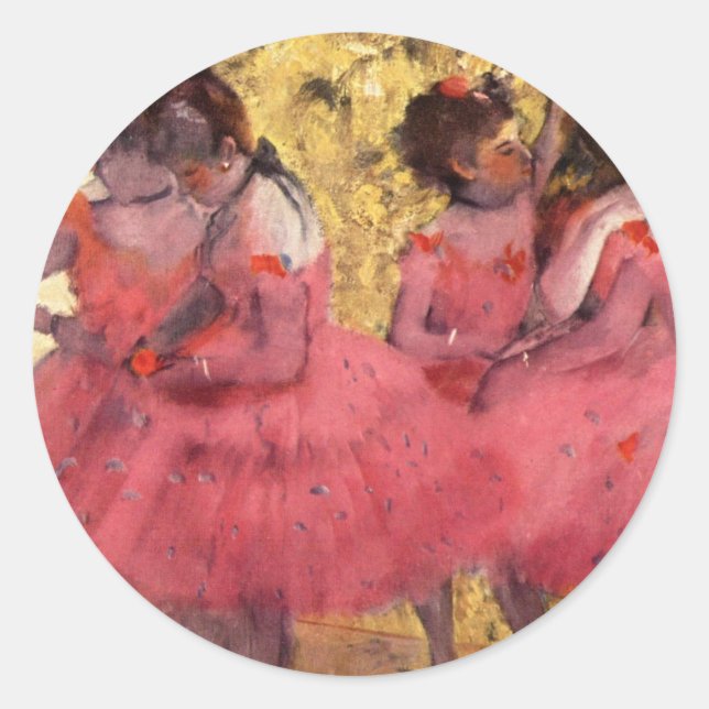 Dancers in Pink Classic Round Sticker (Front)