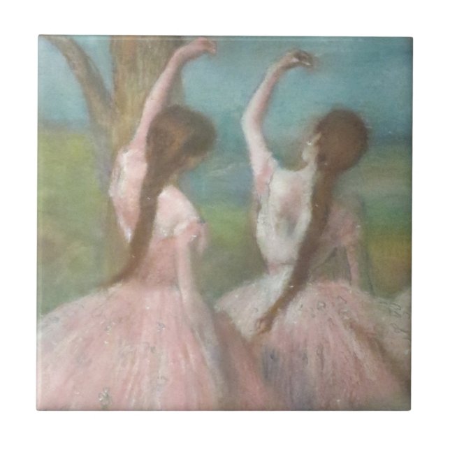 Dancers in Pink Edgar Degas Ceramic Tile (Front)