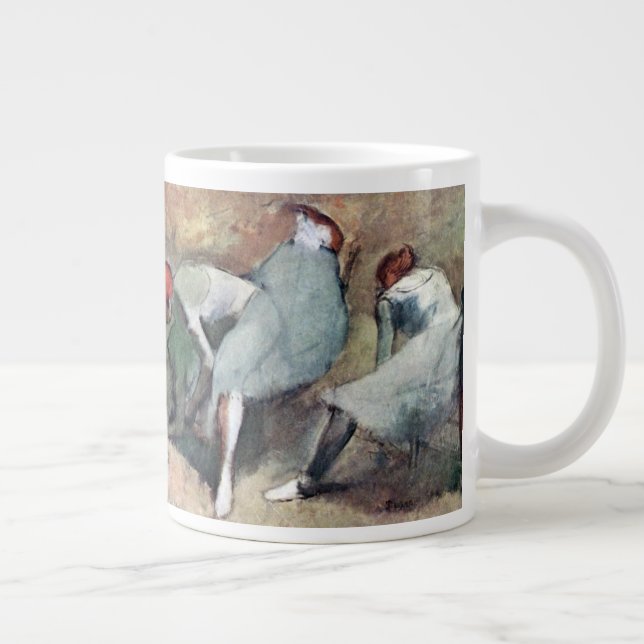 Dancers Lacing Their Shoes by Edgar Degas Large Coffee Mug (Right)