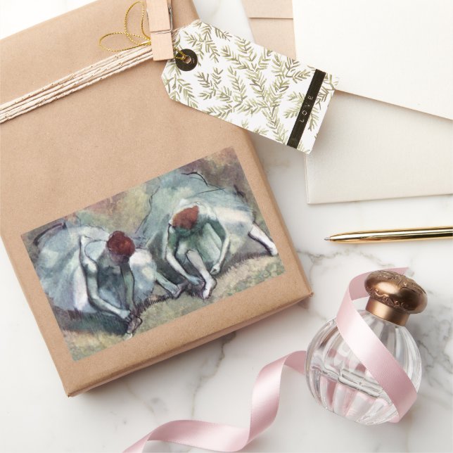 Dancers Lacing Their Shoes by Edgar Degas Rectangular Sticker (Gifting)