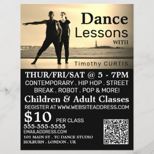 Dancers on Stage, Dance Lesson Advertising Flyer