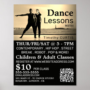 Dancers on Stage, Dance Lesson Advertising Poster