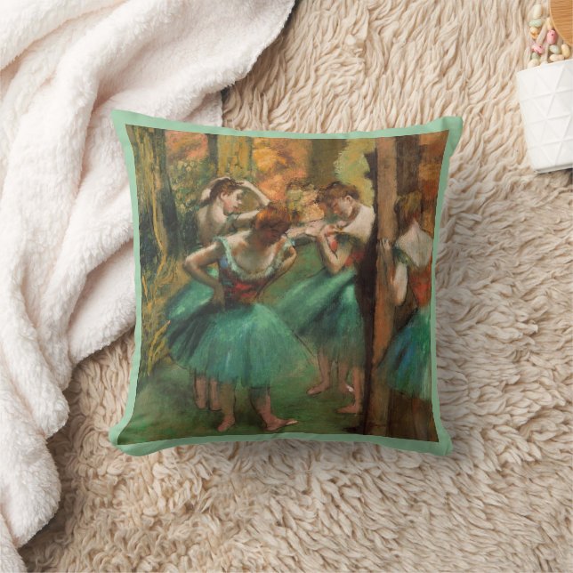 Dancers, Pink and Green by Degas, Art  Cushion (Blanket)
