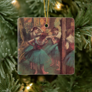 Dancers, Pink and Green by Edgar Degas Ceramic Ornament