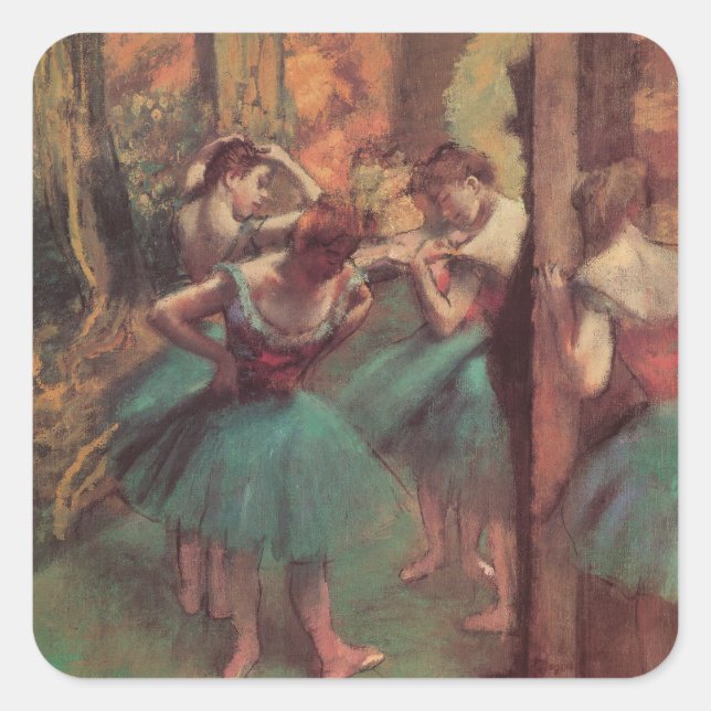 Dancers, Pink and Green by Edgar Degas Square Sticker (Front)