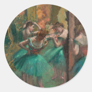 Dancers, Pink and Green   Edgar Degas Classic Round Sticker
