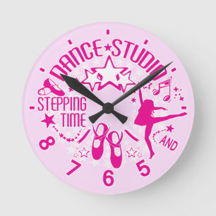 Dancer's Pink Dance Studio Clock