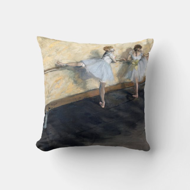 Dancers Practicing at the Barre, Edgar Degas Cushion (Front)