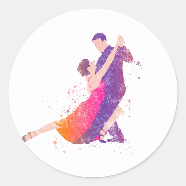 Dancers Tango Ballroom Flamenco Dancing Classic Round Sticker (Front)