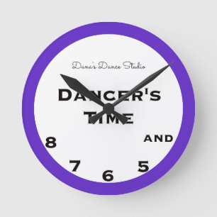 Dancer's Time 5, 6, 7 and 8 Novelty Purple Round Clock