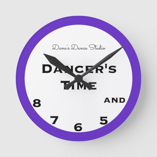Dancer's Time 5, 6, 7 and 8 Novelty Purple Round Clock (Front)