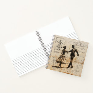 Dancers Vintage Blueprint Notebook