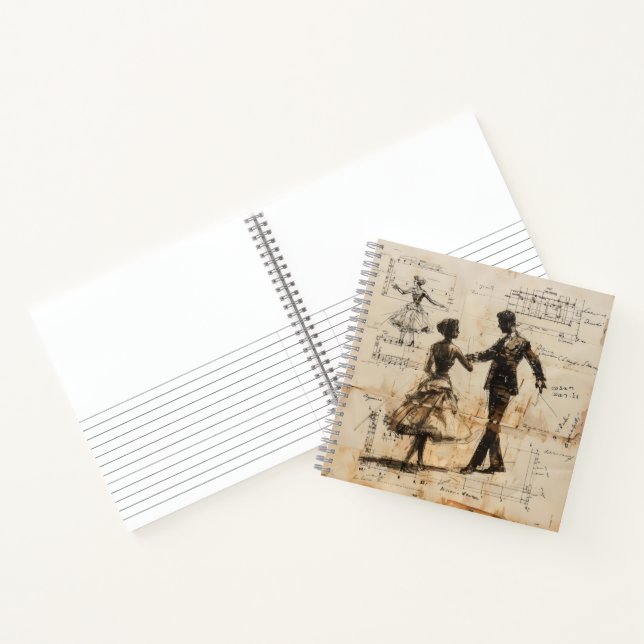 Dancers Vintage Blueprint Notebook (Inside)