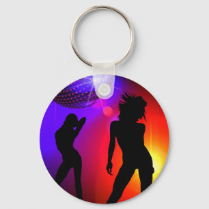 Dancers With Disco Bal Neon Colours Key Chain Gif