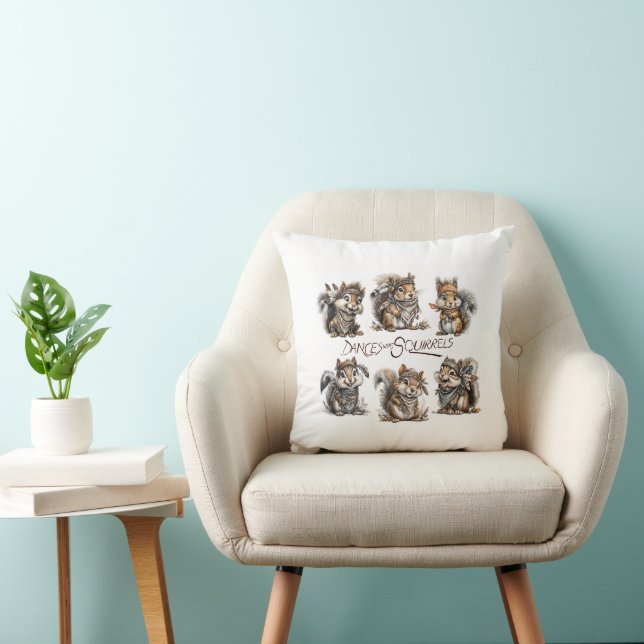 Dances With Squirrels Throw Pillow (Chair)