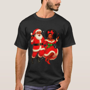 Dancing African Santa Mr Mrs Claus African America T-Shirt
